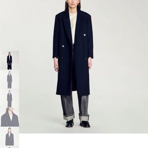 Navy Long wool-blend coat